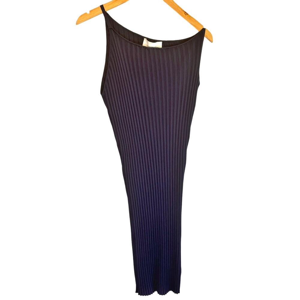 Michelle Mason NWT Navy Ribbed Bodycon Midi Dress - size Small
